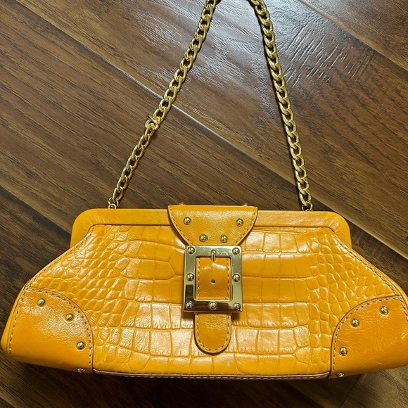 Vintage Michael Kors Croc Embossed Chain Clutch Bag - Picture 7 of 12